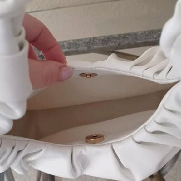 Bright White Ruched Mini Shoulder Bag NWOT - Picture 7 of 9